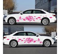 Adesivi Auto,Autoadesivo Del Corpo Dell'Automobile Con Rose Pattern Vinile Auto Decorazione Adesivo 2 Pezzi(Rosa Scuro)