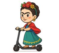 Adesivi auto XXL 30X30 Frida Kahlo guida e-scooter sticker