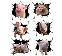 Adesivi autoadesivi 3D a forma di maiale, 6 pezzi, diversi stili, adesivi per auto, parabrezza, finestrini, impermeabili, decorazioni per lo styling della casa per gli amanti dei cuccioli