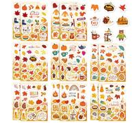Adesivi Autunnali per Bambini, 16 Fogli Autunno Stickers Foglie Autunnali Zucca, per Festa Ringraziamento, Compleanno, Biglietti, Scrapbooking, Creazione DIY, Autunno Decorazioni