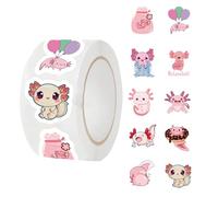 Adesivi Axolotl Per Bambini - Decalcomanie Da 500 Rotoli | Set Di Adesivi Per Bottiglie D'acqua, Libri Di Esercizi, Buste, Album Di Ritagli, Computer Portatili | Ideale Per Aule, Diari, Feste,