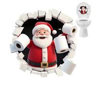 Adesivi Babbo Natale, Adesivi Murali Natale, Decorazioni Natalizie In PVC 3D Illusion, Sticker Da Bagno Che Si Rompe Il Muro Di Babbo Christmas Per Doccia Interna Piastrelle Per WC Finestra Porta