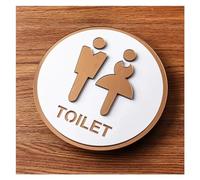 Adesivi Bagno Segnaletica for bagno scavata in acrilico for toilette for uomini e donne for WC Promemoria adesiva for porta scorrevole dell'hotel Universale(F,20x20cm)