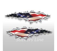 Adesivi bandiera AMERICANA cm 125 strappo effetto squarcio su lamiera auto moto