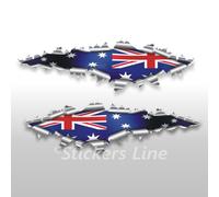 Adesivi bandiera AUSTRALIANA cm 100 strappo effetto squarcio lamiera auto moto