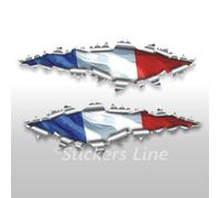 Adesivi bandiera FRANCESE cm 125 strappo effetto squarcio su lamiera auto moto