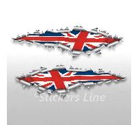 Adesivi bandiera INGLESE cm 70 strappo effetto squarcio su lamiera auto moto