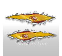 Adesivi bandiera SPAGNOLA cm 70 strappo effetto squarcio su lamiera auto moto