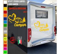Adesivi camper AMORE PER ROULOTTE CUORE caravan roulotte accessori cod.1828