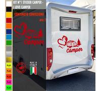 Adesivi camper AMORE PER ROULOTTE CUORE caravan roulotte accessori cod.1828