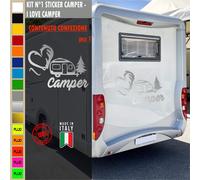 Adesivi camper AMORE PER ROULOTTE CUORE caravan roulotte accessori cod.1828