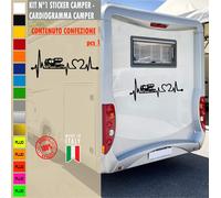 Adesivi camper BATTITO PASSIONE CUORE CAMPER caravan roulotte accessori cod.1839