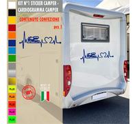 Adesivi camper BATTITO PASSIONE CUORE CAMPER caravan roulotte accessori cod.1839