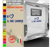 Adesivi camper IO AMO IL MIO CAMPER CUORE caravan roulotte accessori cod.1843