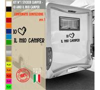 Adesivi camper IO AMO IL MIO CAMPER CUORE caravan roulotte accessori cod.1843