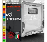 Adesivi camper IO AMO IL MIO CAMPER CUORE caravan roulotte accessori cod.1843