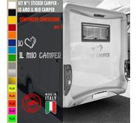 Adesivi camper IO AMO IL MIO CAMPER CUORE caravan roulotte accessori cod.1843