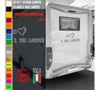 Adesivi camper IO AMO IL MIO CAMPER CUORE caravan roulotte accessori cod.1843