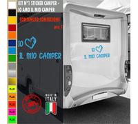 Adesivi camper IO AMO IL MIO CAMPER CUORE caravan roulotte accessori cod.1843