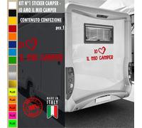 Adesivi camper IO AMO IL MIO CAMPER CUORE caravan roulotte accessori cod.1843