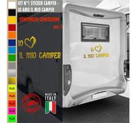 Adesivi camper IO AMO IL MIO CAMPER CUORE caravan roulotte accessori cod.1843