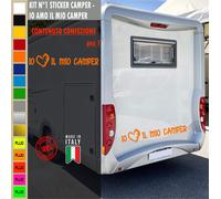 Adesivi camper IO AMO IL MIO CAMPER CUORE caravan roulotte accessori cod.1843