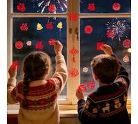 Adesivi Capodanno Lunare,25 Sigilli Buste Con Decalcomanie Carattere Fu | Decorazioni Impermeabili Capodanno Cinese - Per Finestre Pareti Cartoline Scatole Favori Feste Decorazioni