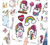 Adesivi carini con disegni di unicorni - Adesivi magici di unicorni per bambini - Luminosi, impermeabili, tatuaggi temporanei sul corpo con glitter e motivi arcobaleno - Ottimi per feste, forniture sc