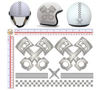 Adesivi casco pistoni strisce argento sticker piston tire strips pvc silver 6 pz