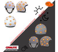Adesivi casco rifrangenti stelle giallo rosse sticker reflective stars 32 pz.