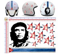 Adesivi casco stelle bandiera cuba che guevara sticker helmet flag cuba 14 pz.