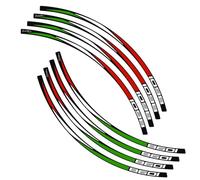 Adesivi Cerchi Moto Stampati - Set 10 Pezzi - Compatibili con Cerchi da 15" a 19" - Design Tricolore Rosso Verde Bianco - Scritta 1098 - Resistenti UV e Lavaggi D0154
