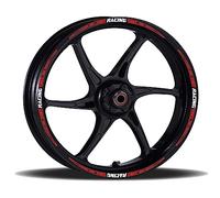 Adesivi Cerchioni Moto Set Completo per 2 Ruote 17 Pollici Strisce Cerchi Custom scegli colore universale Mod.13 cod.RT013 (032 Rosso)