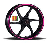 Adesivi Cerchioni Moto Set Completo per 2 Ruote 17 Pollici Strisce Cerchi Custom scegli colore universale Mod.16 cod.RT016 (046 Rosa Fluo)