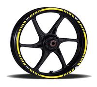 Adesivi Cerchioni Moto Set Completo per 2 Ruote 17 Pollici Strisce Cerchi Custom scegli colore universale Mod.16 cod.RT016 (025 Giallo)