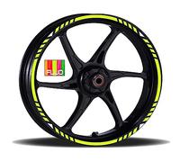 Adesivi Cerchioni Moto Set Completo per 2 Ruote 17 Pollici Strisce Cerchi Custom scegli colore universale Mod.16 cod.RT016 (029 Giallo Fluo)