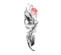 Adesivi colorati a mezzo braccio con gru della luna rossa, antiriflesso, impermeabili, realistici, monouso, il colore non cade, tatuaggi temporanei finti lavabili e duraturi(2pcs)