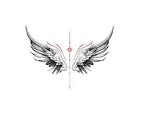 Adesivi colorati con ali d'angelo del bene e del male, antiriflesso, impermeabili, realistici, monouso, resistenti al colore, lavabili, tatuaggi temporanei finti di lunga durata(2pcs)