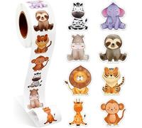 Adesivi con animali, 2,5 cm, tema safari zoo, autoadesivi, acquerelli, adesivi per bambini, simpatici dinosauri, bomboniere, decorazioni per compleanni, insegnanti, aule, premi, scrapbooking