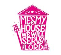 Adesivi con incisione Scritte a mano con versetto della Bibbia Io e la mia casa Noi 51x61.6cm Cultura del tatuaggio Rosa Rossa