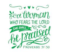 Adesivi con incisioni di pregio lettering a mano con versetto della Bibbia una donna che ha paura 54.6x57.2cm Dotato di kit di pellicola di trasferimento Verde