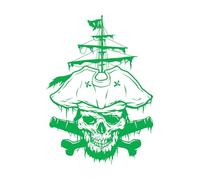 Adesivi con incisioni di pregio Simbolo del teschio del capitano pirata con cappello marino 34x47.7cm Selezione multicolore Verde