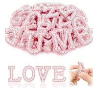Adesivi con lettere dell'alfabeto da A a Z, con perle e strass rosa, con retro adesivo, per decorare abbigliamento, borse, scarpe per bambini, scatole regalo, scrapbooking e fai da te, con texture 3D 