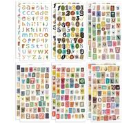 Adesivi con lettere per scrapbooking, 536 pezzi, stile vintage, con numeri e simboli, 12 fogli autoadesivi per diario, per scrapbooking, agende, album e biglietti