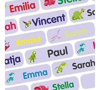 Adesivi con nome - Marcatura di oggetti -120 pezzi - 35x10mm - dinosauro - azzuro - Etichette adesive - bambini, scuola e asilo - per penne, astucci, portapranzo