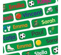 Adesivi con nome - Marcatura di oggetti -120 pezzi - 35x10mm - Sport - verde - Etichette adesive - bambini, scuola e asilo - per penne, astucci, portapranzo