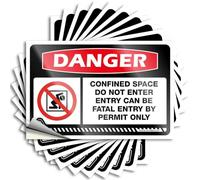 Adesivi con scritta "Danger Confined Space Do Not Enter Entry can be fatal Entry By Permit for Hardhat for Man & Bar Vintage - Adesivi per bottiglia d'acqua per adolescenti (6 x 9 cm, 10 pezzi)