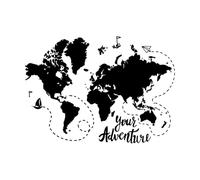Adesivi con scritte Mappa del mondo, modi per viaggiare sulla Terra e avventure 34x47.6cm Personalizzazione personalizzata Nero