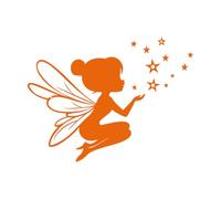 Adesivi con scritte sagoma di una fata seduta a terra che lancia magie con le stelle 60.8x80.6cm Personalizzazione personalizzata Arancia