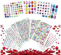 Adesivi con strass, autoadesivi, 2000 gemme adesive per gioielli, strass, decorazioni multicolori e forme assortite, per fai da te per il trucco del corpo delle unghie
